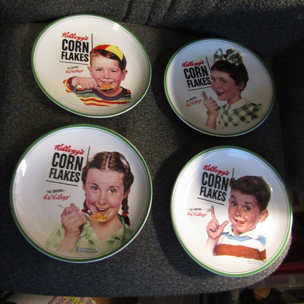 Brand New 2013 NORMAN ROCKWELL KELLOGG’S CORN FLAKES 4 COLLECTOR PLATES in Box
